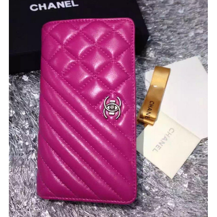 Chanel Bi-Fold Wallet Rose sheepskin leather A80465