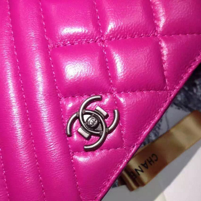 Chanel Bi-Fold Wallet Rose sheepskin leather A80465