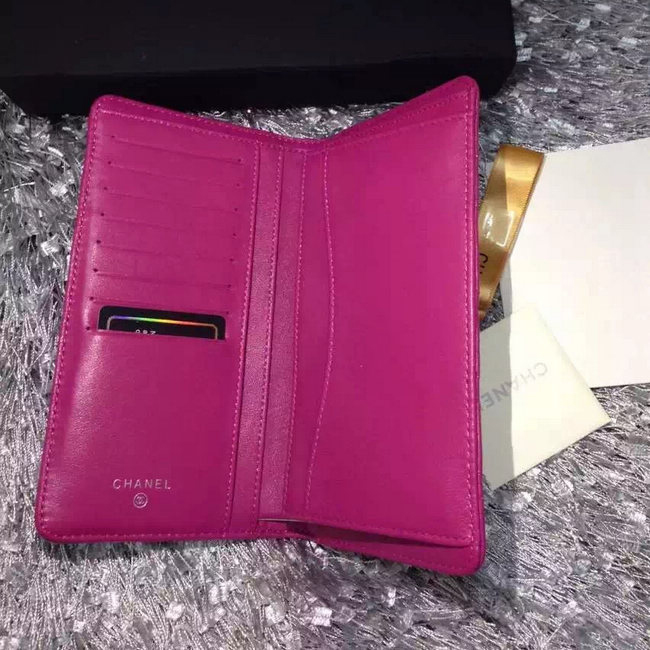 Chanel Bi-Fold Wallet Rose sheepskin leather A80465