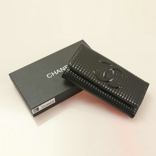 Chanel CC Logo Bi-Fold Emboss Wallet C164 Black