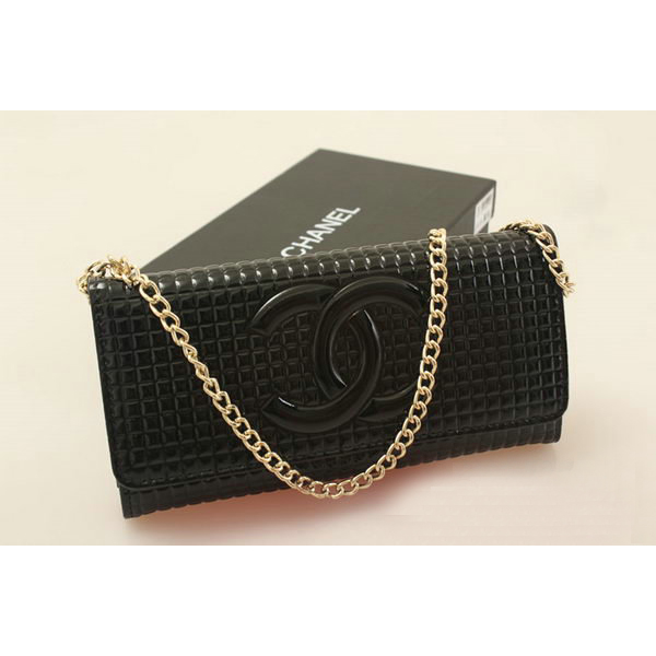 Chanel CC Logo Bi-Fold Emboss Wallet C164 Black