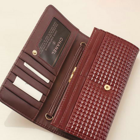 Chanel CC Logo Bi-Fold Emboss Wallet C164 Burgundy