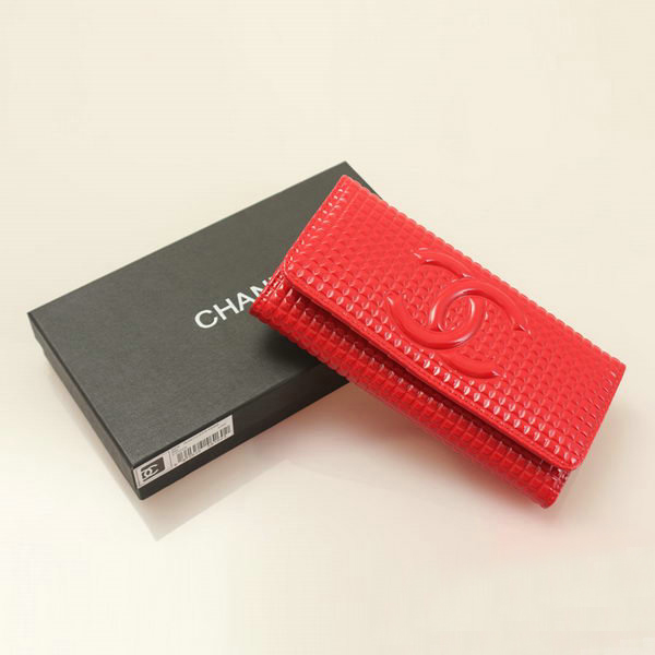 Chanel CC Logo Bi-Fold Emboss Wallet C164 Red