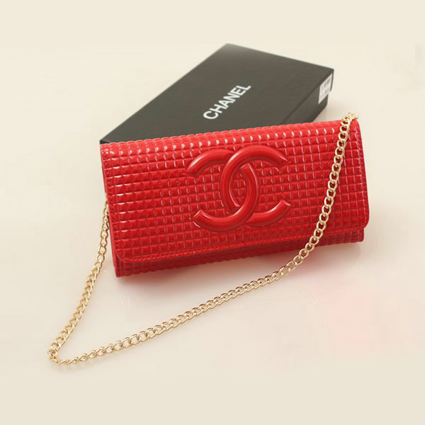 Chanel CC Logo Bi-Fold Emboss Wallet C164 Red