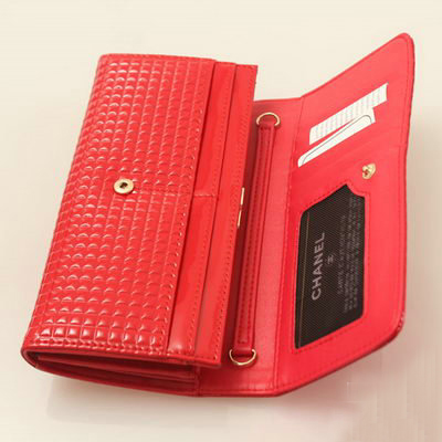 Chanel CC Logo Bi-Fold Emboss Wallet C164 Red