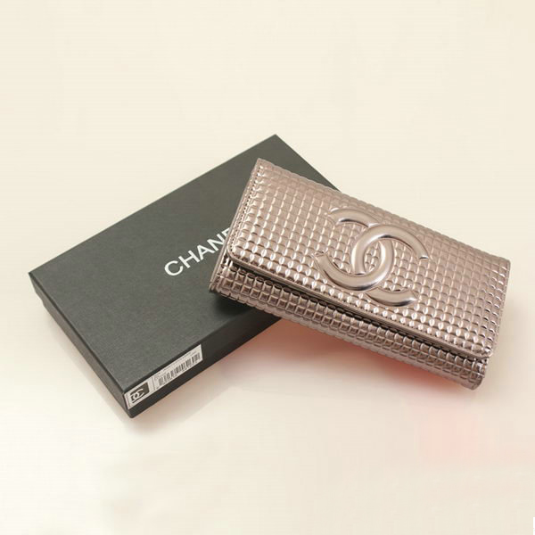 Chanel CC Logo Bi-Fold Emboss Wallet C164 Silver