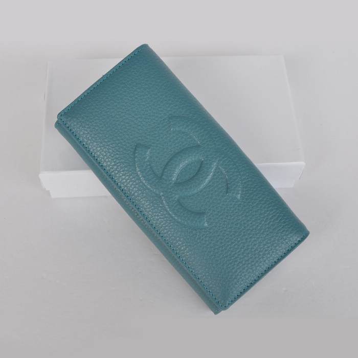 Chanel CC Logo Bi-Fold Wallet C164 Blue