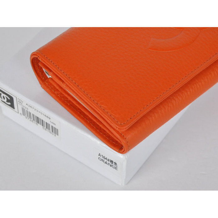 Chanel CC Logo Bi-Fold Wallet C164 Orange