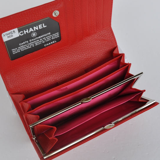 Chanel CC Logo Bi-Fold Wallet C164 Red