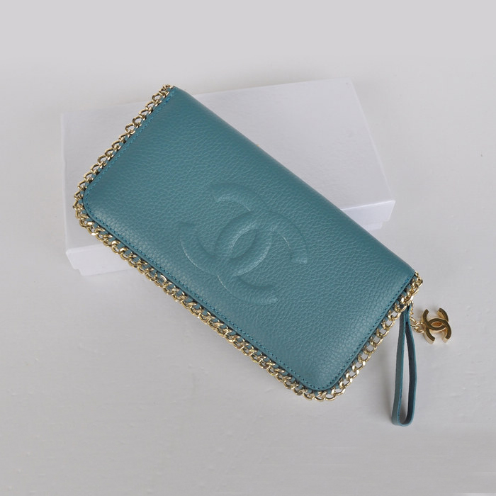 Chanel CC Logo Long Zippy Wallet C165 Blue