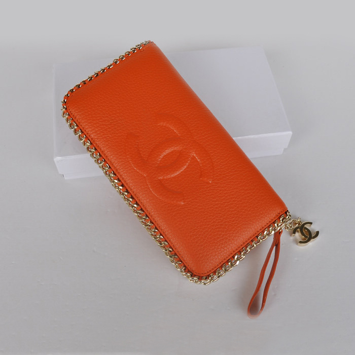 Chanel CC Logo Long Zippy Wallet C165 Orange