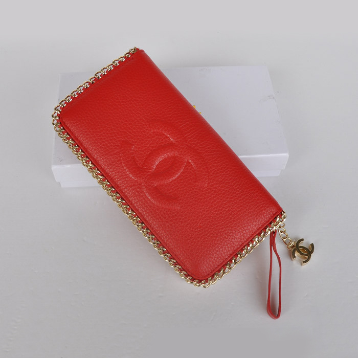 Chanel CC Logo Long Zippy Wallet C165 Red