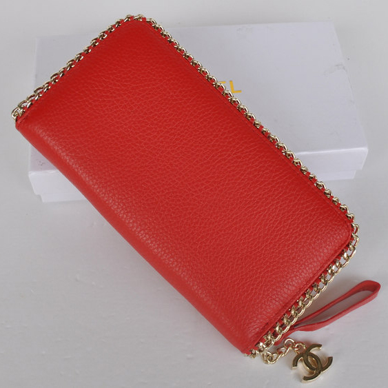 Chanel CC Logo Long Zippy Wallet C165 Red