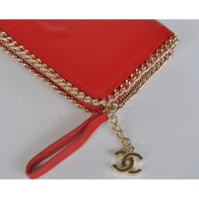 Chanel CC Logo Long Zippy Wallet C165 Red