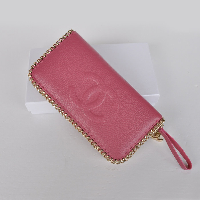 Chanel CC Logo Long Zippy Wallet C165 Rose