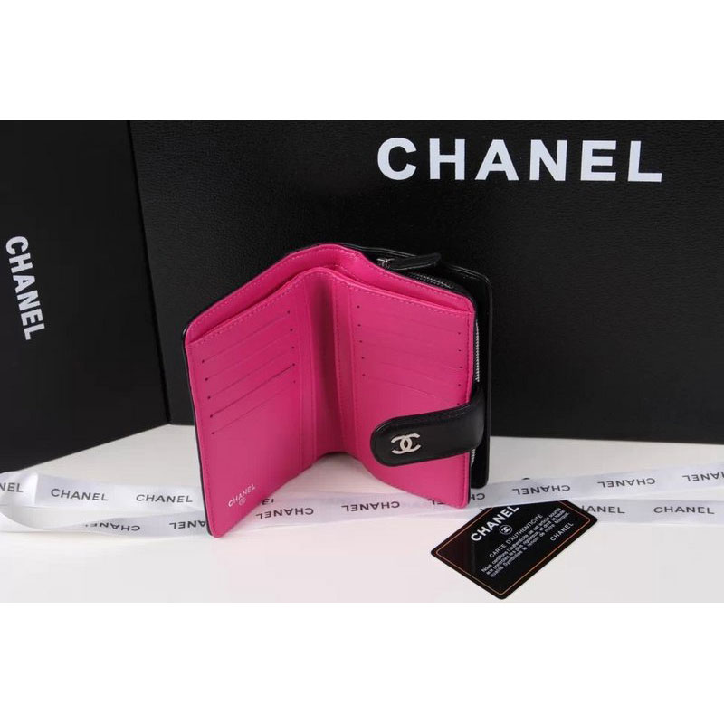 Chanel Camellias Bi-Fold Wallet Original Leather A50087 Black