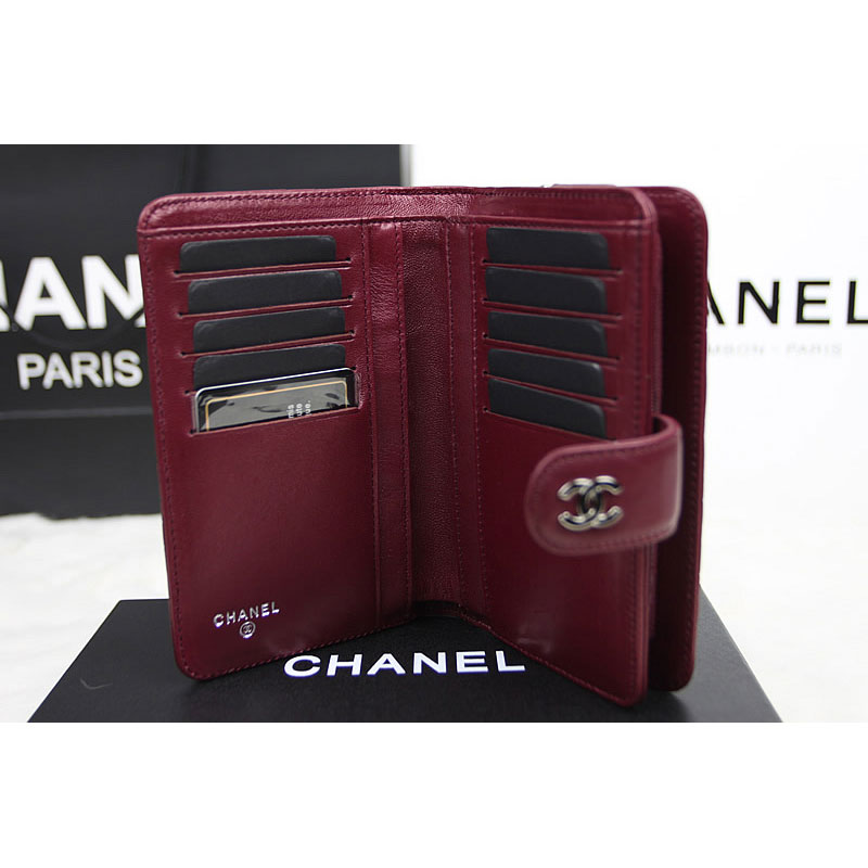 Chanel Camellias Bi-Fold Wallet Original Leather A50087 Claret