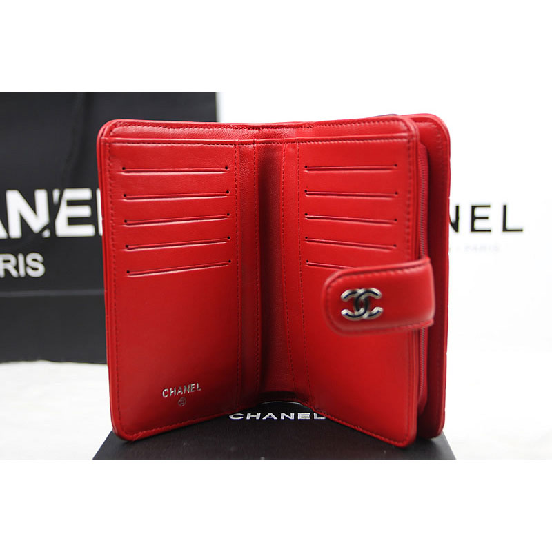 Chanel Camellias Bi-Fold Wallet Original Leather A50087 Red