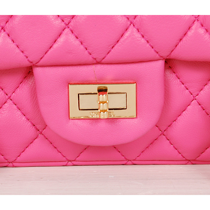 Chanel Classic 2.55 Series Bag Rose Sheepskin Leather 1112 Gold