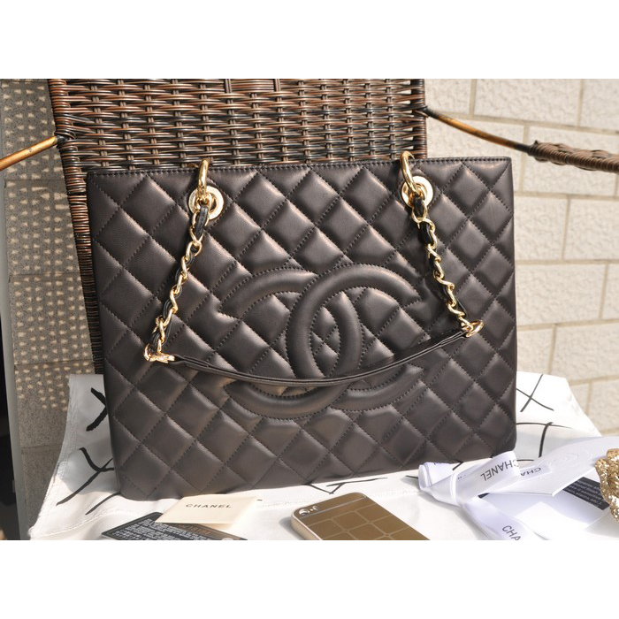 Chanel Classic Bag Black GST Original Sheepskin Leather A50995 Gold