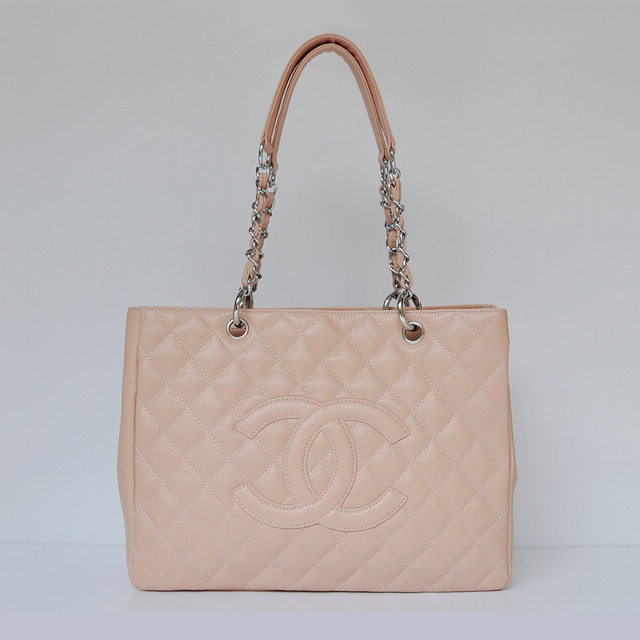 Chanel Classic Bag Shopper Tote Handbags Caviar leather 20995 Pink Silver