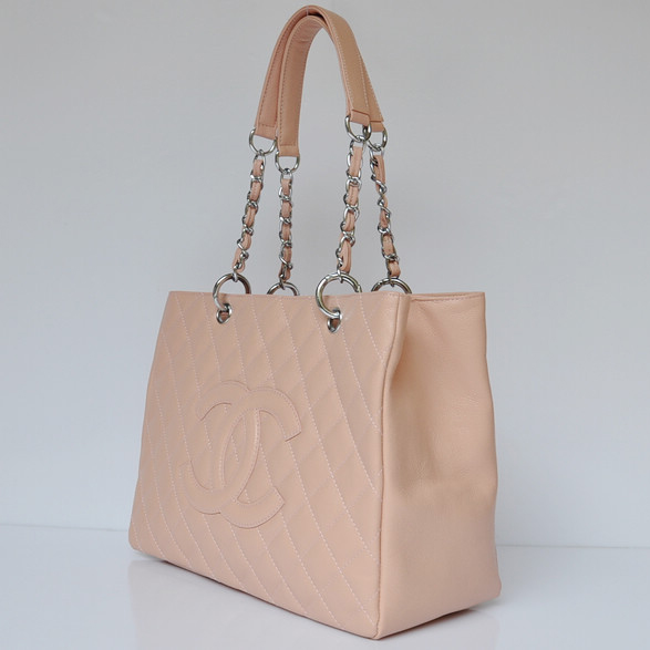 Chanel Classic Bag Shopper Tote Handbags Caviar leather 20995 Pink Silver