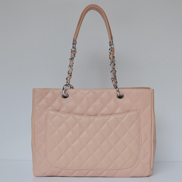 Chanel Classic Bag Shopper Tote Handbags Caviar leather 20995 Pink Silver