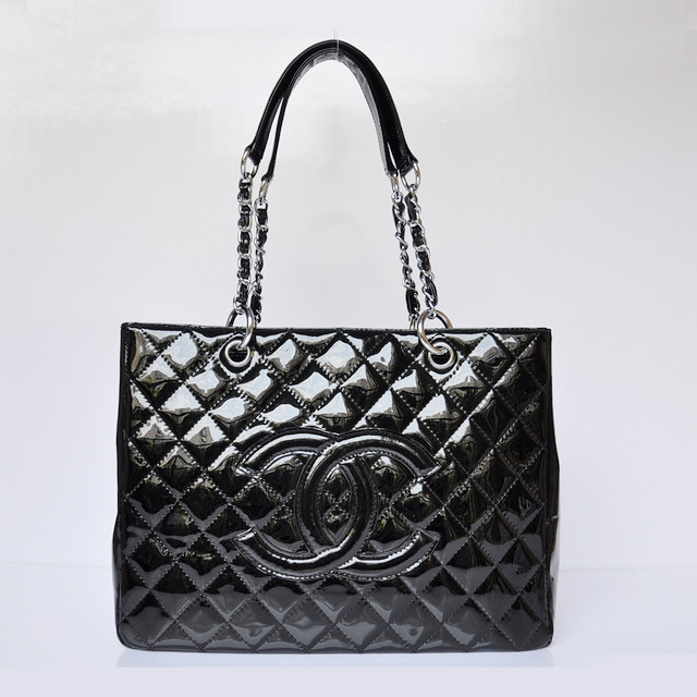 Chanel Classic CC Shopping Bag 20995 Patent leather Black Silver