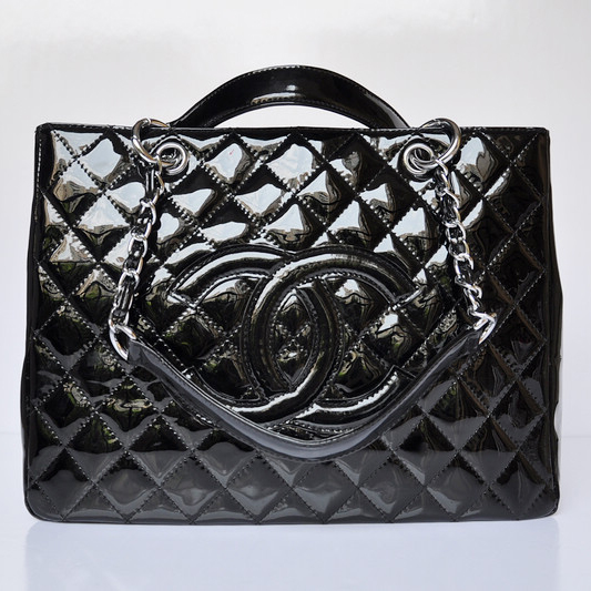 Chanel Classic CC Shopping Bag 20995 Patent leather Black Silver