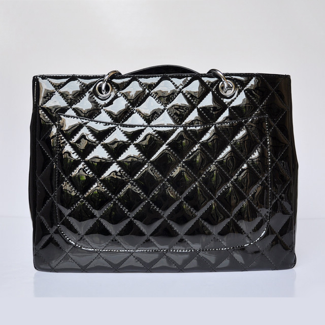 Chanel Classic CC Shopping Bag 20995 Patent leather Black Silver