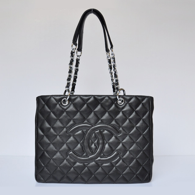 Chanel Classic CC Shopping Bag 20995 Sheepskin leather Black Silver