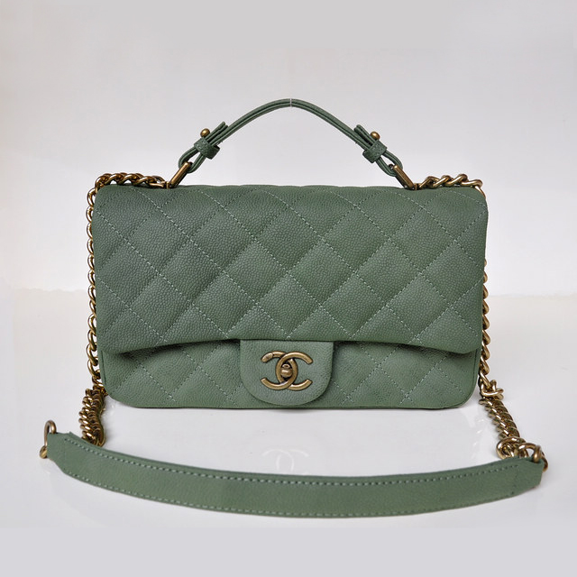 Chanel Classic Cannage Pattern Nubuck Leather Top Flap Bag A67622 Dark Green