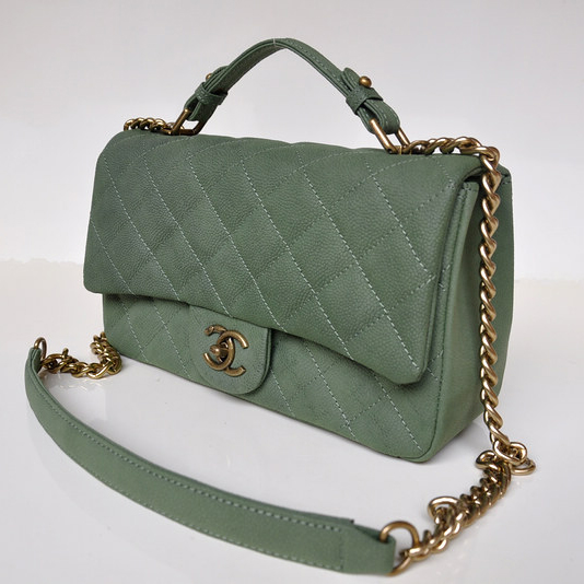 Chanel Classic Cannage Pattern Nubuck Leather Top Flap Bag A67622 Dark Green