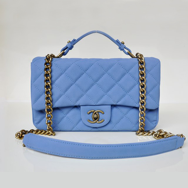 Chanel Classic Cannage Pattern Nubuck Leather Top Flap Bag A67622 skyblue