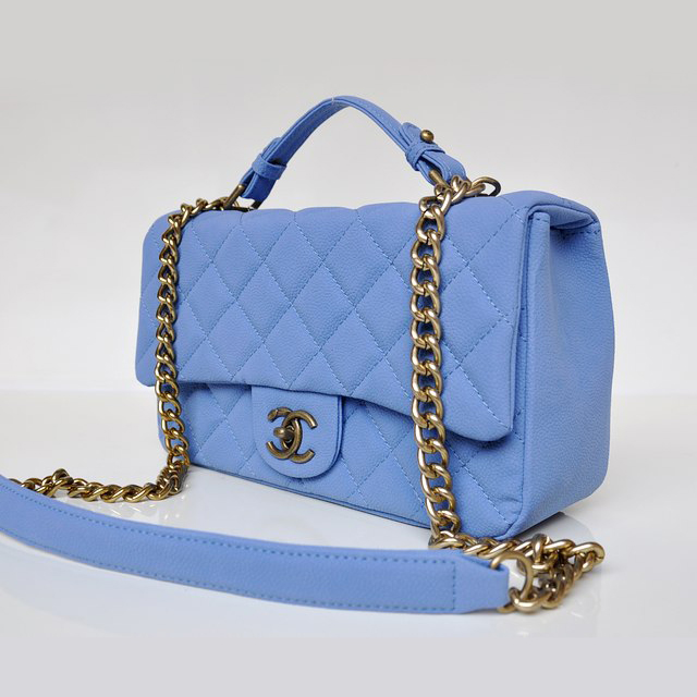 Chanel Classic Cannage Pattern Nubuck Leather Top Flap Bag A67622 skyblue