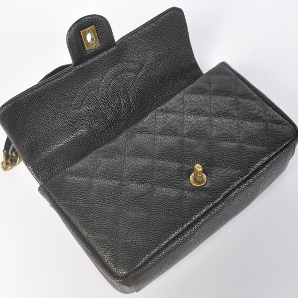 Chanel Classic Caviar leather Top Flap Bag A67622 Black