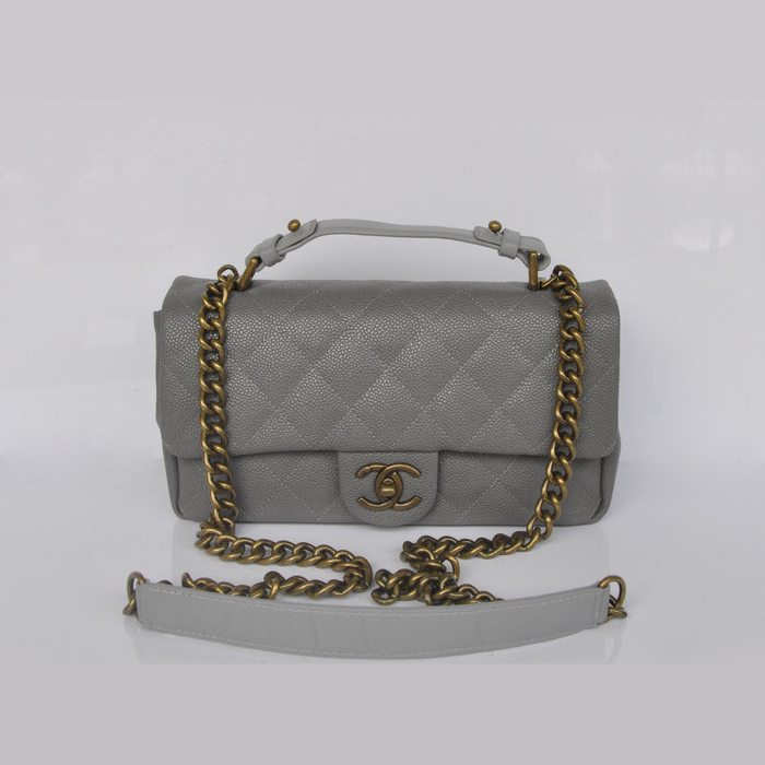 Chanel Classic Caviar leather Top Flap Bag A67622 Gray