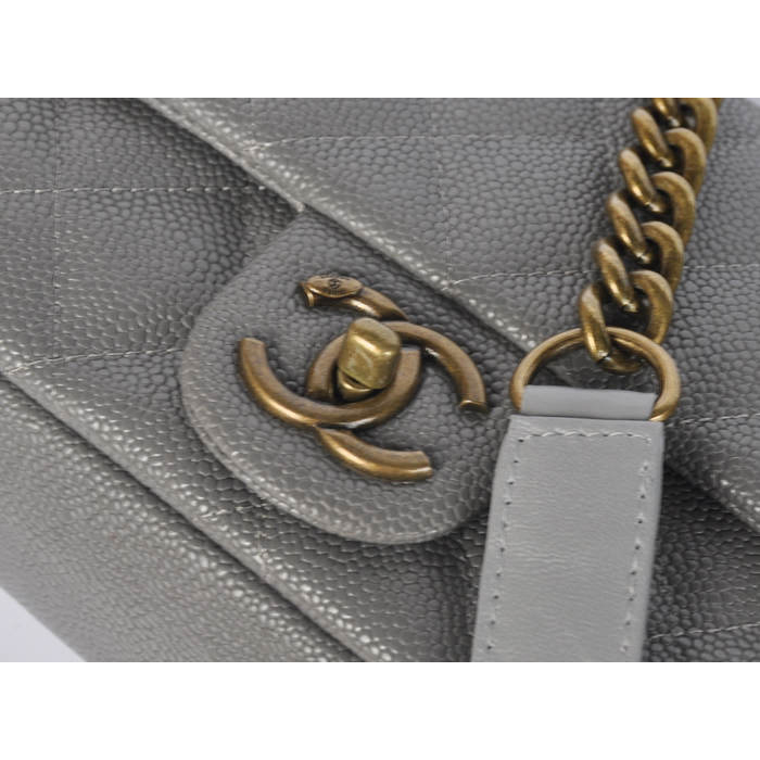 Chanel Classic Caviar leather Top Flap Bag A67622 Gray