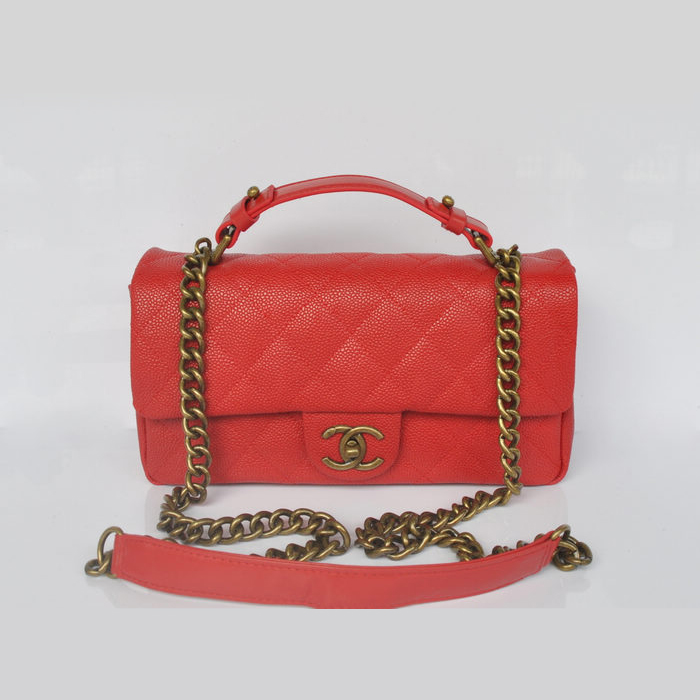 Chanel Classic Caviar leather Top Flap Bag A67622 Red