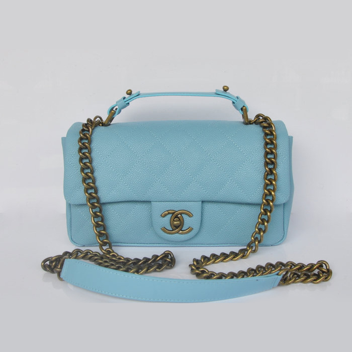 Chanel Classic Caviar leather Top Flap Bag A67622 light blue