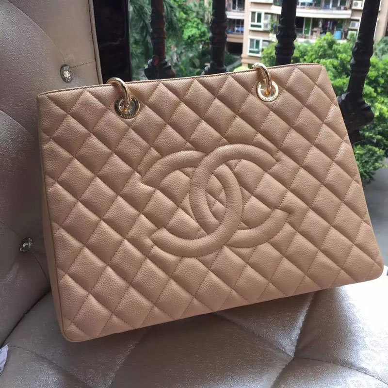 Chanel Classic Coco Bag Apricot GST Caviar Leather A50995 Gold