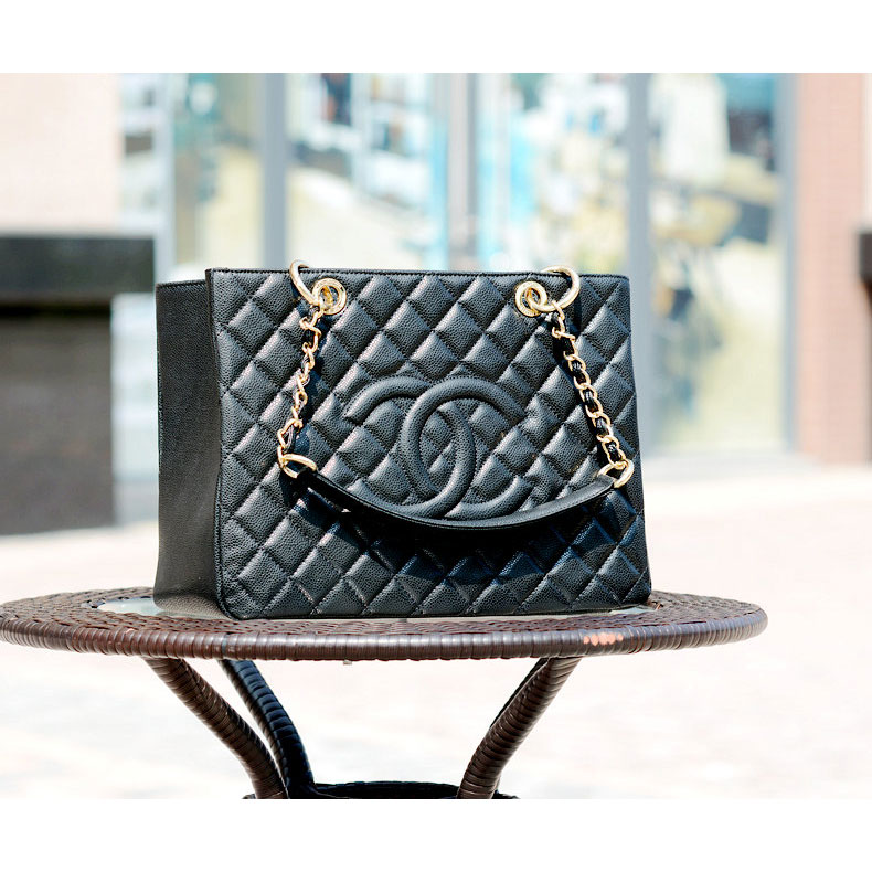 Chanel Classic Coco Bag Black GST Caviar Leather A50995 Gold