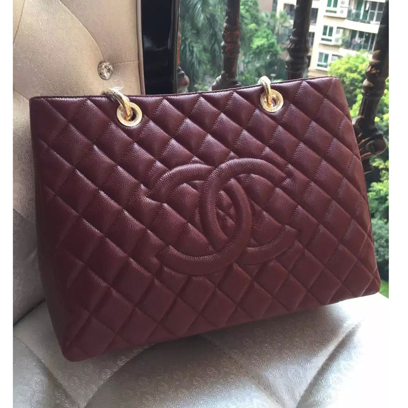 Chanel Classic Coco Bag Claret GST Caviar Leather A50995 Gold