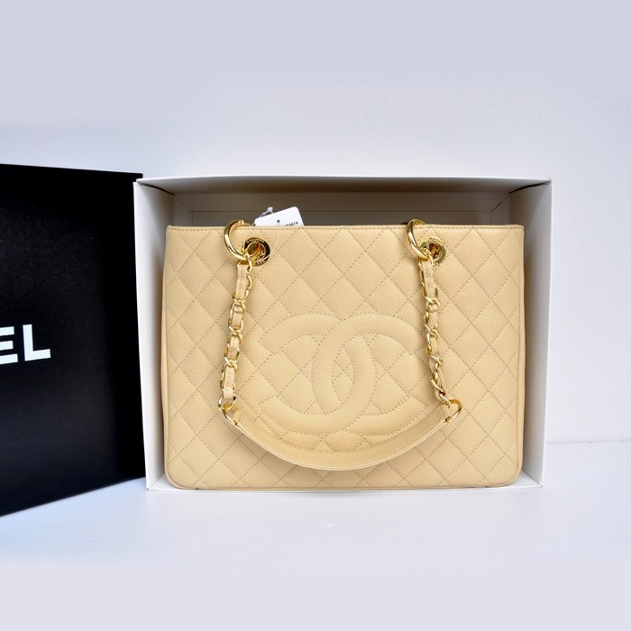 Chanel Classic Coco Bag GST Caviar Leather A36092 in Apricot with Gold