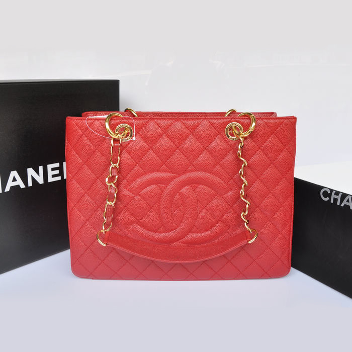 Chanel Classic Coco Bag GST Caviar Leather A36092 in Red with Gold