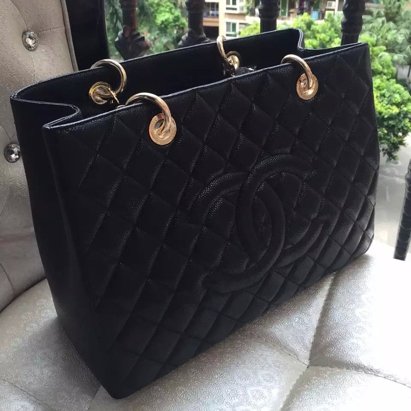 Chanel Classic Coco shoulder Bag Black GST Caviar Leather A50995 Gold