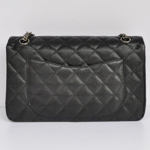 Chanel Classic Falp Bag Caviar Leather A28668 in Black with Silver Chain