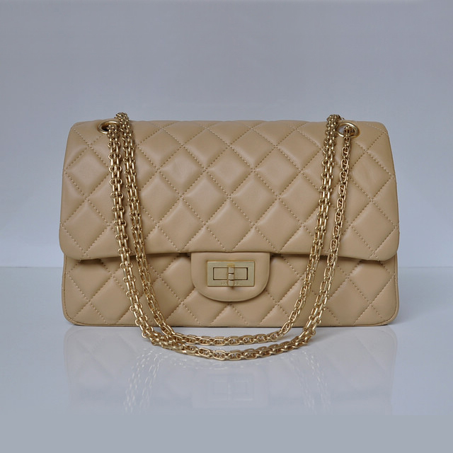 Chanel Classic Falp Bag Sheepskin Leather A28668 in Apricot with Gold Chain