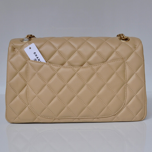 Chanel Classic Falp Bag Sheepskin Leather A28668 in Apricot with Gold Chain