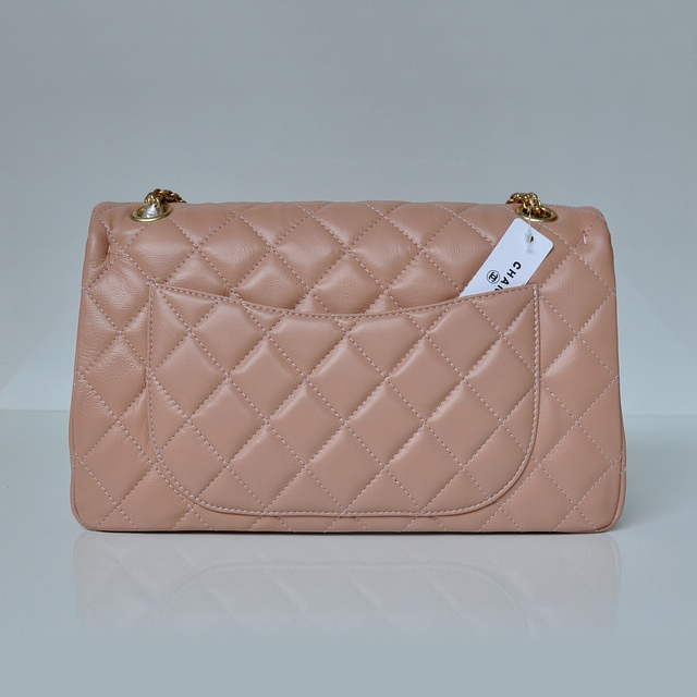 Chanel Classic Falp Bag Sheepskin Leather A28668 in Pink with Gold Chain